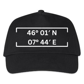 Koordinaten Zermatt Minimalistisch - Kinder Basecap - Schwarz - Vorne