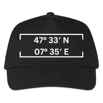 Koordinaten Basel Minimalistisch - Kinder Basecap - Schwarz - Vorne
