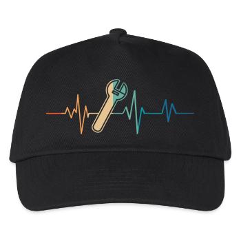 Retro Heartbeat Adjustable Wrench - Kids’ Baseball Cap - black - Front