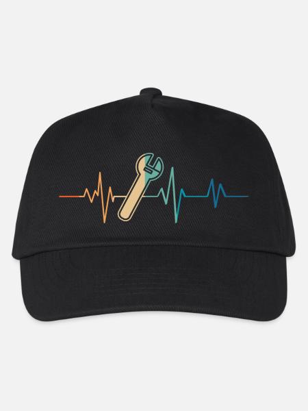 Retro Heartbeat Verstellbarer Schraubenschlüssel - Kinder Basecap - Schwarz