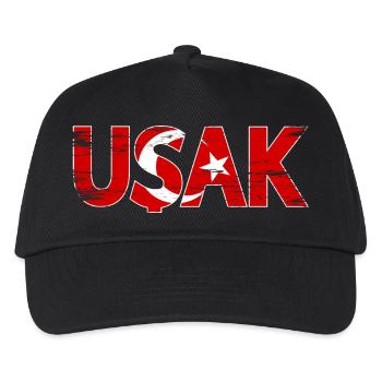 Usak Drapeau turc utilisé - Casquette de baseball Enfant - noir - Devant