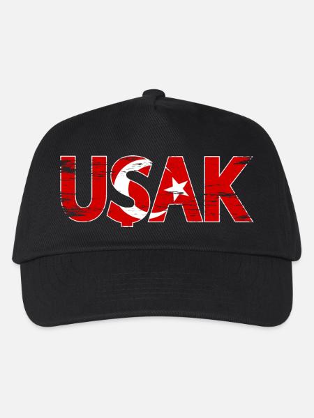 Usak Türkei Flagge used - Kinder Basecap - Schwarz