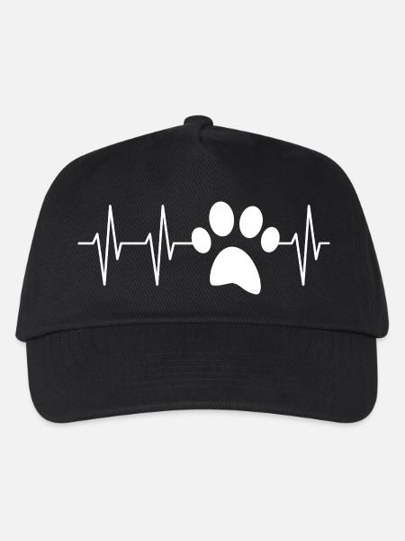 Tierpfote Herzschlag Katze - Katzenliebe Symbol - Kinder Basecap - Schwarz
