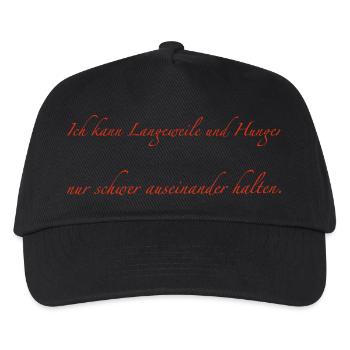 Langeweile und Hunger - Kinder Basecap - Schwarz - Vorne