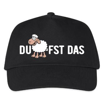 Du SCHAFfst das - Wortspiel mit Schaf - Kinder Basecap - Schwarz - Vorne