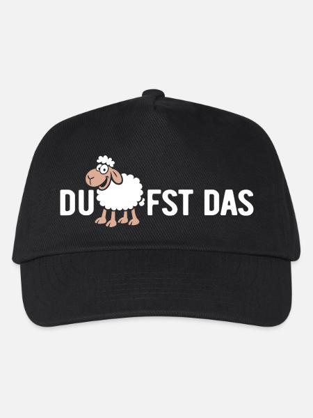 Du SCHAFfst das - Wortspiel mit Schaf - Kinder Basecap - Schwarz