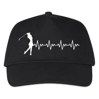 Golf Golferin Golfschlag EKG Herzschlag - Kinder Basecap - Schwarz - Vorne