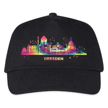 Dresdener Zwinger Skyline Bunt Stadtbild Dresden - Kinder Basecap - Schwarz - Vorne
