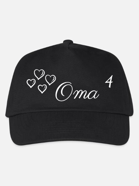 Oma Herzchen Schriftzug mit Herzen - Kinder Basecap - Schwarz