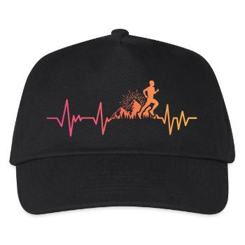 Trail running sunset heartbeat trailer - Kids’ Baseball Cap - black - Front