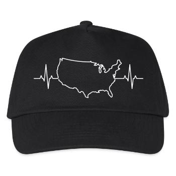 USA Map Heartbeat - Kids’ Baseball Cap - black - Front