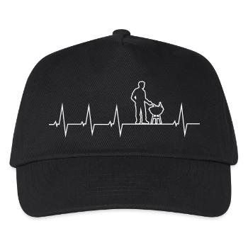 Barbecue - Grillmeister - Heartbeat - Kinder Basecap - Schwarz - Vorne