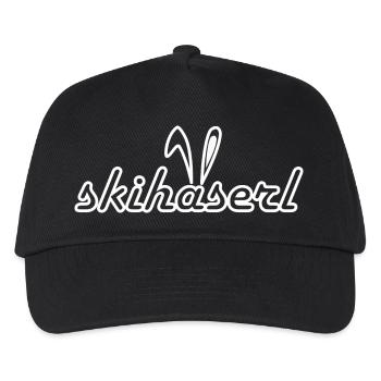 Skihaserl Skihase Skifahren Geschenk Geschenkidee - Kinder Basecap - Schwarz - Vorne
