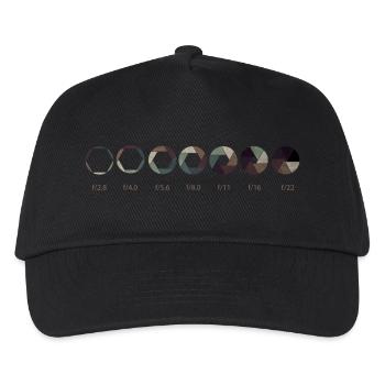 Blende Fotografie Objektiv Kamera - Kinder Basecap - Schwarz - Vorne