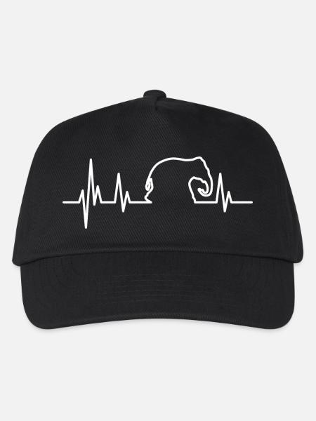 Elefant Heartbeat weiss - Kinder Basecap - Schwarz