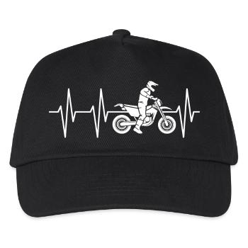 Supermoto Herzschlag Motorrad Biker Symbol Icon - Kinder Basecap - Schwarz - Vorne