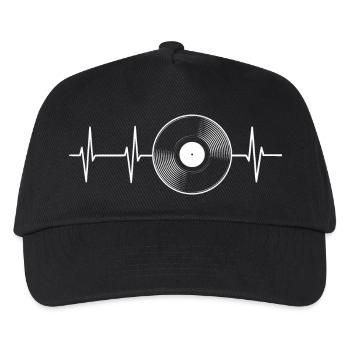 Vinyl Herz Puls EKG - Kinder Basecap - Schwarz - Vorne