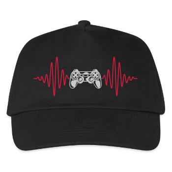 Herzschlag Konsole Retro Controller - Kinder Basecap - Schwarz - Vorne