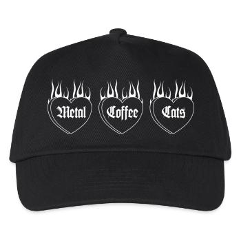 Metal, Coffee, Cats | Hearts on fire - Kids’ Baseball Cap - black - Front