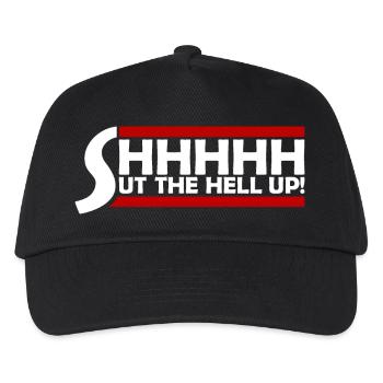 Shhh Halt die Klappe Witz Spruch Shut The Hell Up - Kinder Basecap - Schwarz - Vorne