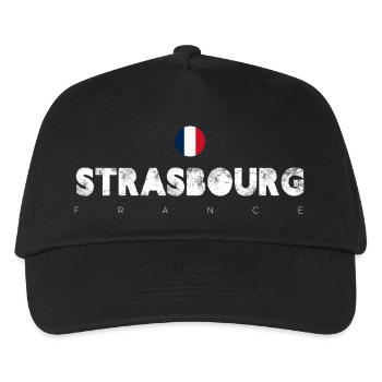 Strasbourg Distressed Flag Typography - Kids’ Baseball Cap - black - Front