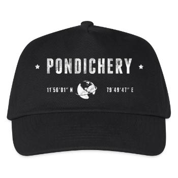 PONDICHERRY Stylized geographical coordinates - Kids’ Baseball Cap - black - Front