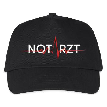 notarzt schriftzug rettung doc w - Kinder Basecap - Schwarz - Vorne