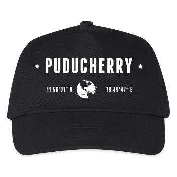 PUDUCHERRY Stylized Geographical Coordinates - Kids’ Baseball Cap - black - Front