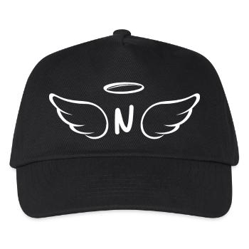 Buchstabe n Engelsflügel - Kinder Basecap - Schwarz - Vorne