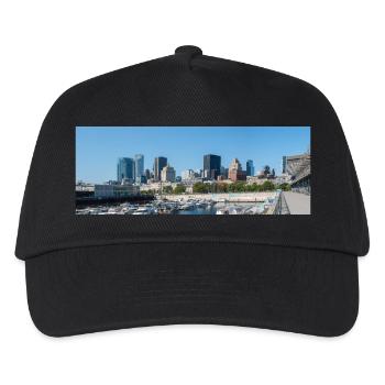 Panoramablick auf die Skyline von Montreal vom Hafen aus - Kinder Basecap - Schwarz - Vorne