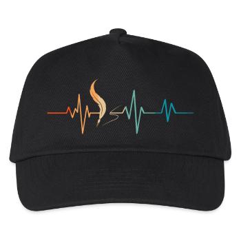 Retro Heartbeat Writer's Feather - Kids’ Baseball Cap - black - Front