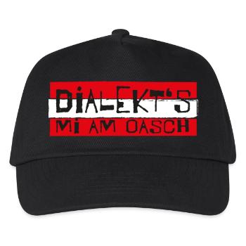 dialekts mi am Oasch! Mundart, Dialekt, Sprüche - Kinder Basecap - Schwarz - Vorne