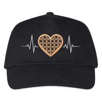 Waffel Herzschlag Ironischer Waffel-Liebhaber - Kinder Basecap - Schwarz - Vorne