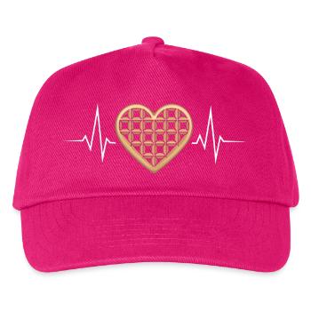Waffel Herzschlag Ironischer Waffel-Liebhaber - Kinder Basecap - Fuchsia - Vorne