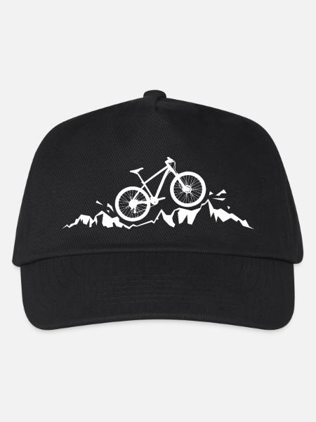 Mountainbike in den Bergen Silhouette - Kinder Basecap - Schwarz