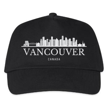 Vancouver Skyline, Vancouver, Kanada - Kinder Basecap - Schwarz - Vorne