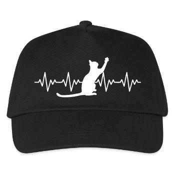 Katze EKG Herzfrequenz Herzschlag - Kinder Basecap - Schwarz - Vorne