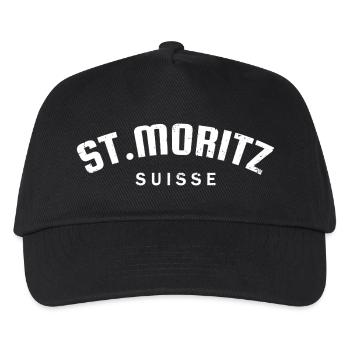 St. Moritz - Suisse - Schweiz - Swiss - Kinder Basecap - Schwarz - Vorne