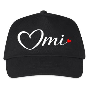 OmI Herzschrift mit rotem Akzent - Kinder Basecap - Schwarz - Vorne