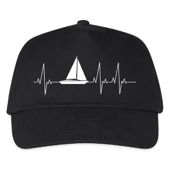 Segelboot Herzschlag Segelsport Segler Geschenk - Kinder Basecap - Schwarz - Vorne