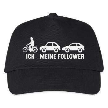 Mofa Mofaroller Follower Mofafahrer Moped - Kinder Basecap - Schwarz - Vorne