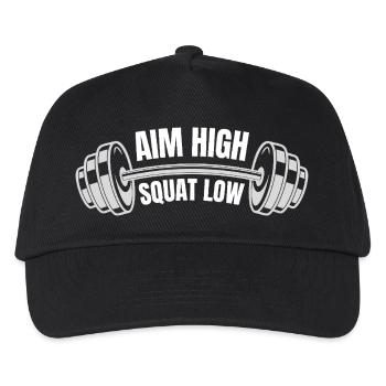 Aim High Squat Low Funny Workout Motivation - Kids’ Baseball Cap - black - Front