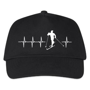 Ich liebe Langlaufen (Langlauf Herzschlag) - Kinder Basecap - Schwarz - Vorne