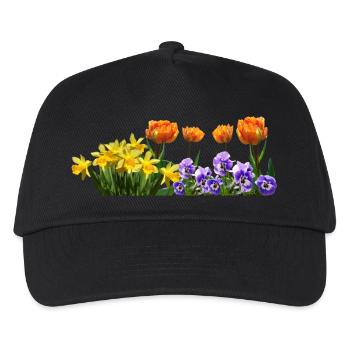 daffodils roses rosen blumen flowers tulips tulpen - Kinder Basecap - Schwarz - Vorne