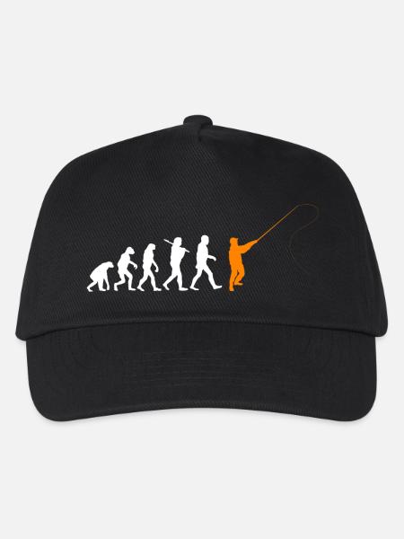 Evolution Angeln fishing Geburtstag Geschenk bday - Kinder Basecap - Schwarz