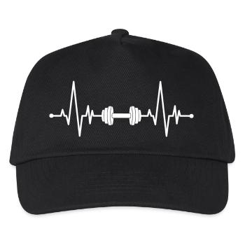 Hantel Kurzhantel Herzschlag EKG Fitness Home Gym - Kinder Basecap - Schwarz - Vorne