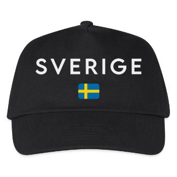 Flagge von Schweden, schwedischer Stolz - Kinder Basecap - Schwarz - Vorne
