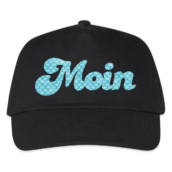 Moin Schuppen Schnörkel Handschrift nordisch Meer - Kinder Basecap - Schwarz - Vorne