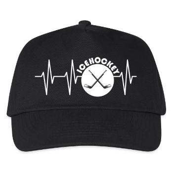 puls eishockey icehockey Herzschlag Schläger Puck - Kinder Basecap - Schwarz - Vorne