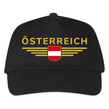 Österreich Fan T Shirt Outfit Design - Kinder Basecap - Schwarz - Vorne